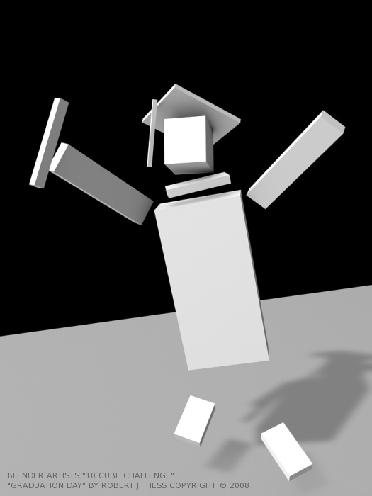 Blender 10 Cubes Challenge: 'Graduation Day' Entry by Robert J. Tiess, Copyright 2008