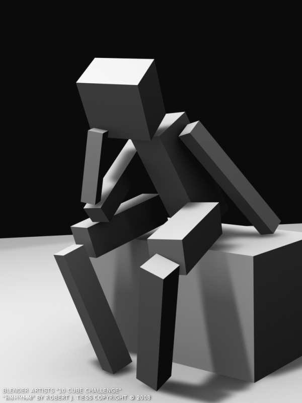 Blender 10 Cubes Challenge: 'Hmmmmm' Entry by Robert J. Tiess, Copyright 2008