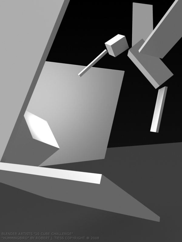 Blender 10 Cubes Challenge: 'Hummingbird' Entry by Robert J. Tiess, Copyright 2008