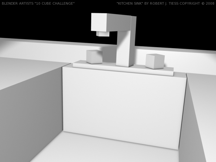 Blender 10 Cubes Challenge: 'Kitchen Sink' Entry by Robert J. Tiess, Copyright 2008