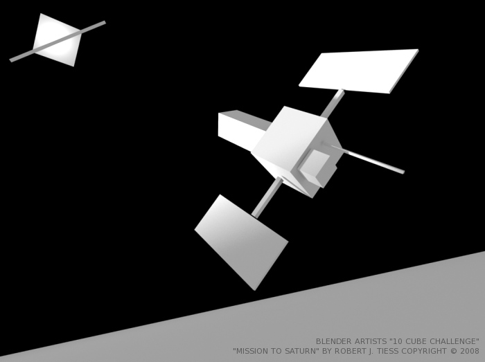 Blender 10 Cubes Challenge: 'Mission to Saturn' Entry by Robert J. Tiess, Copyright 2008