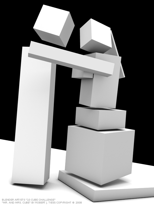 Blender 10 Cubes Challenge: 'Mr. and Mrs. Cube' Entry by Robert J. Tiess, Copyright 2008