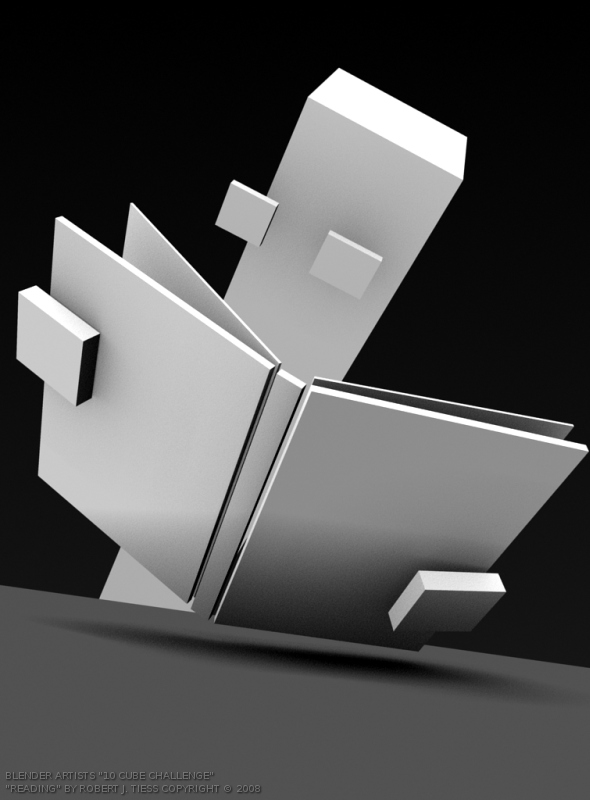 Blender 10 Cubes Challenge: 'Reading' Entry by Robert J. Tiess, Copyright 2008