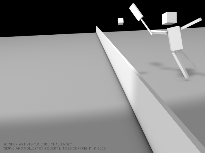 Blender 10 Cubes Challenge: 'Serve and Volley' Entry by Robert J. Tiess, Copyright 2008