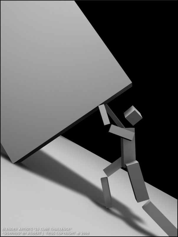Blender 10 Cubes Challenge: 'Sisyphus' Entry by Robert J. Tiess, Copyright 2008