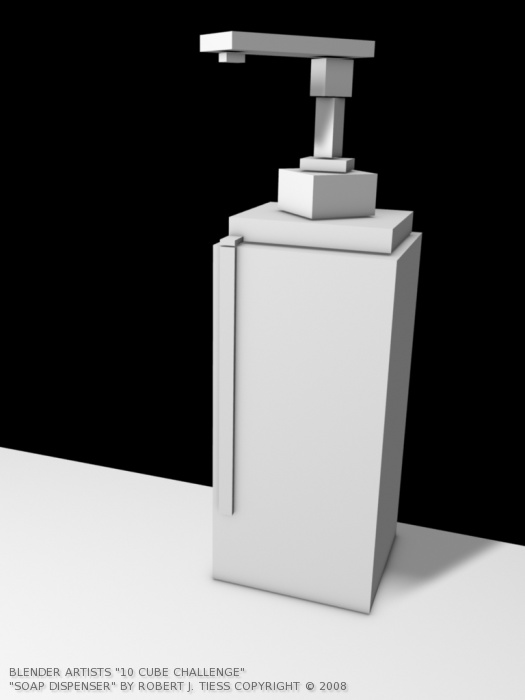 Blender 10 Cubes Challenge: 'Soap Dispenser' Entry by Robert J. Tiess, Copyright 2008