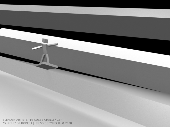 Blender 10 Cubes Challenge: 'Surfing' Entry by Robert J. Tiess, Copyright 2008