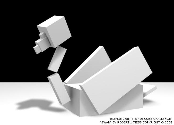 Blender 10 Cubes Challenge: 'Swan' Entry by Robert J. Tiess, Copyright 2008