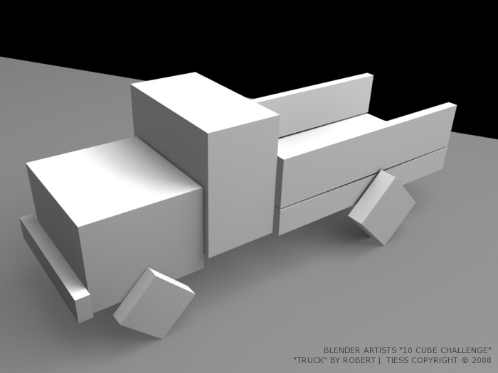 Blender 10 Cubes Challenge: 'Truck' Entry by Robert J. Tiess, Copyright 2008