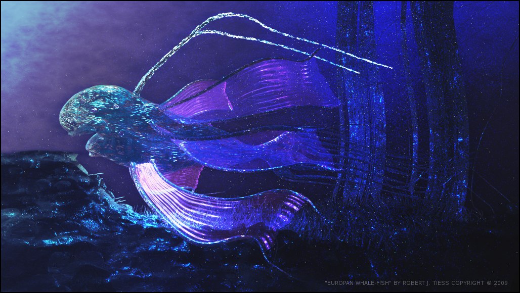 Europan Whale-Fish (Angle 1) - By Robert J. Tiess